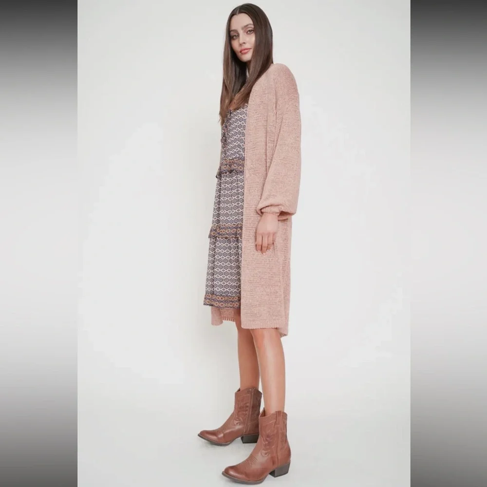 142. Cardigan Long Coral Ballon Sleeve Knit Oversized
S/M & M/L Available NEW - Picture 6 of 6